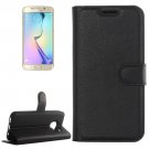 For Galaxy S6 Edge Black Litchi Leather Case with Holder & Card Slots & Wallet