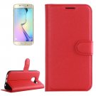 For Galaxy S6 Edge Red Litchi Leather Case with Holder & Card Slots & Wallet