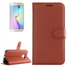 For Galaxy S6 Edge Brown Litchi Leather Case with Holder & Card Slots & Wallet