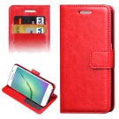 For Galaxy S6 Edge Red Crazy Horse Case with Holder, Card Slots & Wallet