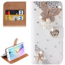 For Galaxy S6 Edge Diamond Pattern V Leather Case with Holder & Card Slots