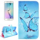 For Galaxy S6 Edge Butterflies Leather Case with Holder, Wallet & Card Slots