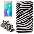 For Galaxy S6 Edge Zebra Leather Case with Holder, Wallet & Card Slots