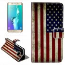 For Galaxy S6 Edge USA Flag Leather Case with Holder, Wallet & Card Slots