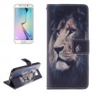 For Galaxy S6 Edge Lion Pattern Leather Case with Holder, Card Slot & Wallet