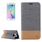 For Galaxy S6 Edge Dark Gray Canvas Flip Leather Case with Card Slot & Holder