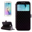 For Galaxy S6 Edge Black Diamond Leather Case with Card Slots, Holder & Call ID