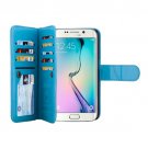 For Galaxy S6 Edge Blue Wallet Leather Case with 9 Card Slots & Lanyard
