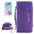For Galaxy S6 Edge Purple Magnetic Frosted Case with Card Slots & Wallet