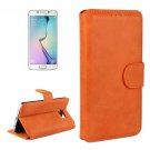 For Galaxy S6 Edge Orange Frosted Leather Case with Card Slots & Wallet