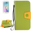 For Galaxy S6 Edge Green Grain Magnetic Leather Case with Card Slots & Wallet