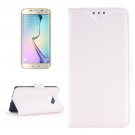For Galaxy S6 Edge Oil Skin White Leather Case with Holder & Card Slots