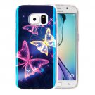 For Galaxy S6 Edge Crystal Butterfly Pattern Blu-ray Soft TPU Protective Case