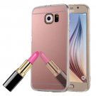 For Galaxy S6 Edge Pink Electroplating Mirror TPU Protective Case