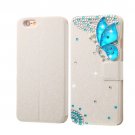 For iPhone 6/6s Diamond Butterfly Leather Case with Magnetic Buckle, Card Slots