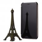 For iPhone 6/6s Black Electroplating Mirror Flip PC + Leather Protective Case