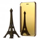 For iPhone 6/6s Gold Electroplating Mirror Flip PC + Leather Protective Case