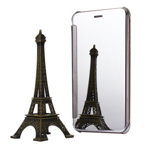 For iPhone 6/6s Silver Electroplating Mirror Flip PC + Leather Protective Case