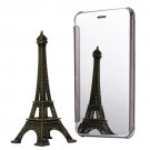 For iPhone 6/6s Silver Electroplating Mirror Flip PC + Leather Protective Case