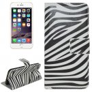 For iPhone 6/6s Zebra Magnetic Leather Case with Holder, Wallet & Card Slots