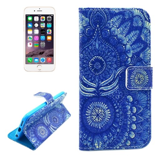 For iPhone 6/6s Flowers Pattern Leather Case with Holder, Wallet & Card Slots