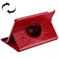 For iPad Air 2 Red 360° Rotation Crocodile texture Leather Case with 3 Gears Holder