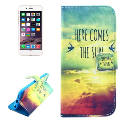 For iPhone 6/6s Sun Pattern Leather Case with Holder, Wallet & Card Slots