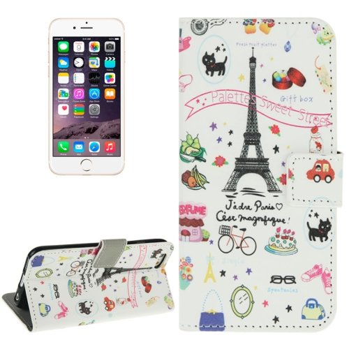 For iPhone 6/6s Eiffel Tower Leather Case with Holder, Wallet & Card Slots