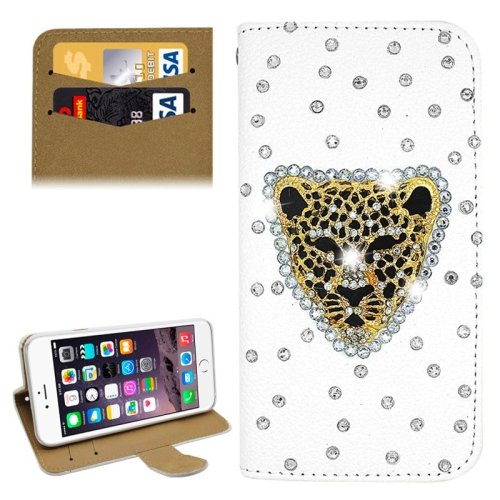 For iPhone 6/6s Diamond Leopard Leather Case with Holder & Card Slots