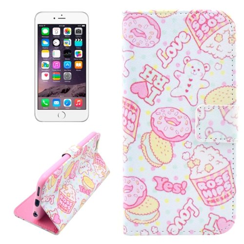 For iPhone 6/6s Biscuits Leather Case with Holder, Wallet & Card Slots