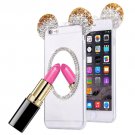 For iPhone 6/6s Silver TPU Protective Case with Lanyard, Mirror & Mouse ear