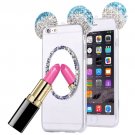 For iPhone 6/6s Blue TPU Protective Case with Lanyard, Mirror & Mouse ear