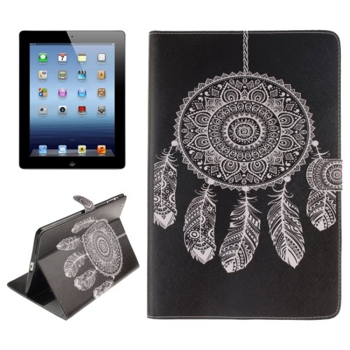 For iPad 4/3/2 Windbell Pattern Leather Case with Holder, Card Slots & Wallet