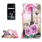 For LG V20 Rose Tower PU Leather Case with Holder, Card Slots & Lanyard