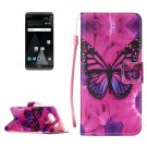 For LG V20 Butterfly PU Leather Case with Holder, Card Slots & Lanyard