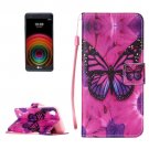 For LG X Power Butterfly PU Leather Case with Holder, Card Slots & Lanyard