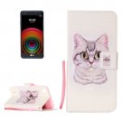 For LG X Power Lovely Cat PU Leather Case with Holder, Card Slots & Lanyard