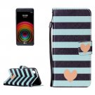 For LG X Power Heart PU Leather Case with Holder, Card Slots & Lanyard