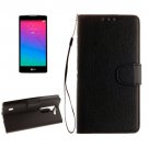 For LG Spirit Black Litchi Flip PU Leather Case with Holder, Card Slots & Wallet