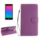 For LG Spirit Purple Litchi Flip PU Leather Case with Holder, Card Slots & Wallet