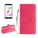 For LG G4 Magenta Litchi Flip PU Leather Case with Holder, Card Slots & Wallet