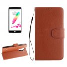 For LG G4 Brown Litchi Flip PU Leather Case with Holder, Card Slots & Wallet