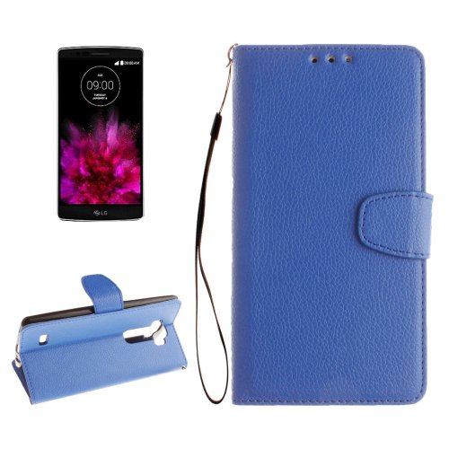 For G Flex 2 Blue Litchi Flip PU Leather Case with Holder, Card Slots & Wallet