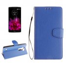 For G Flex 2 Blue Litchi Flip PU Leather Case with Holder, Card Slots & Wallet
