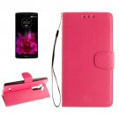 For G Flex 2 Magenta Litchi Flip PU Leather Case with Holder, Card Slots & Wallet