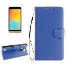For LG L Bello Blue Litchi PU Leather Case with Holder, Card Slots & Wallet
