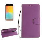 For LG L Bello Purple Litchi PU Leather Case with Holder, Card Slots & Wallet