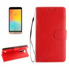 For LG L Bello Red Litchi PU Leather Case with Holder, Card Slots & Wallet