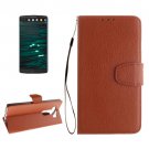 For LG V10 Brown Litchi PU Leather Case with Holder, Card Slots & Wallet
