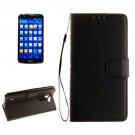 For LG K10 Black Litchi PU Leather Case with Holder, Card Slots & Wallet